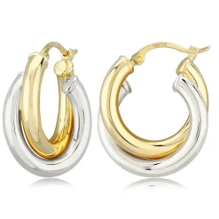 14K Yellow Gold Tt Dbl 3X18mm Tube Hoop Earrings