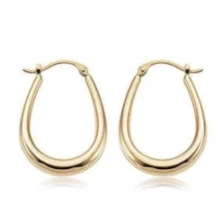 14K Yellow Gold U Shape Hoop S/D Earrings
