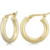 14K Yellow Gold 2.5X15mm S/D Hoop Earrings