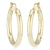 14K Yellow Gold 3X25mm S/D Hoop Earrings