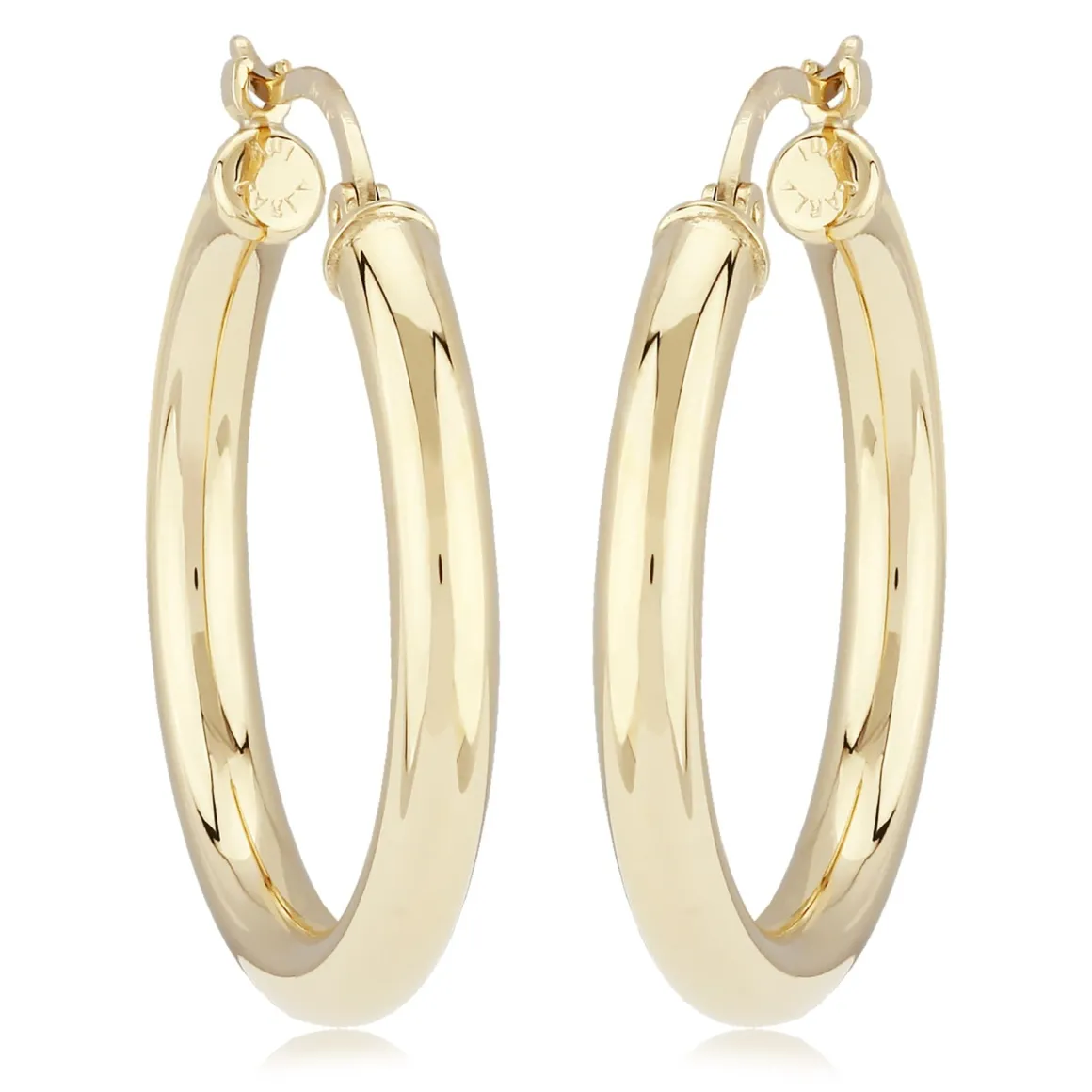 14K Yellow Gold 3X25mm S/D Hoop Earrings