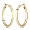 14K Yellow Gold 2X25mm Square Tube Hoop Earrings