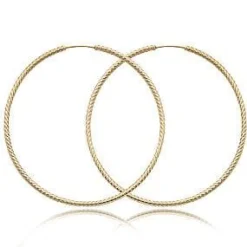 14K Yellow Gold 1.8X50mm Twist Tubing Earrings