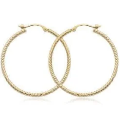 14K Yellow Gold 1.8X30mm Twist Tubing Earrings