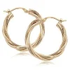 14K Yellow Gold 3-1.5X20mm Twist Tubes Earrings