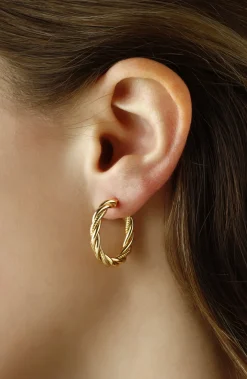 14K Yellow Gold 3-1.5X20mm Twist Tubes Earrings