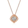 14KG 0.02Ct Fluttering Diamond Square Pendant
