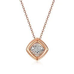 14KG 0.02Ct Fluttering Diamond Square Pendant