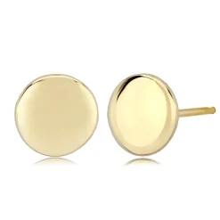 14KG 8mm Flat Round Stud Earrings
