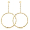 14KG 25mm Tube Hoop Drop W/4mm Ball Earrings