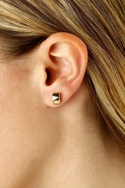 14KG Modern Rectangle Stud Earrings