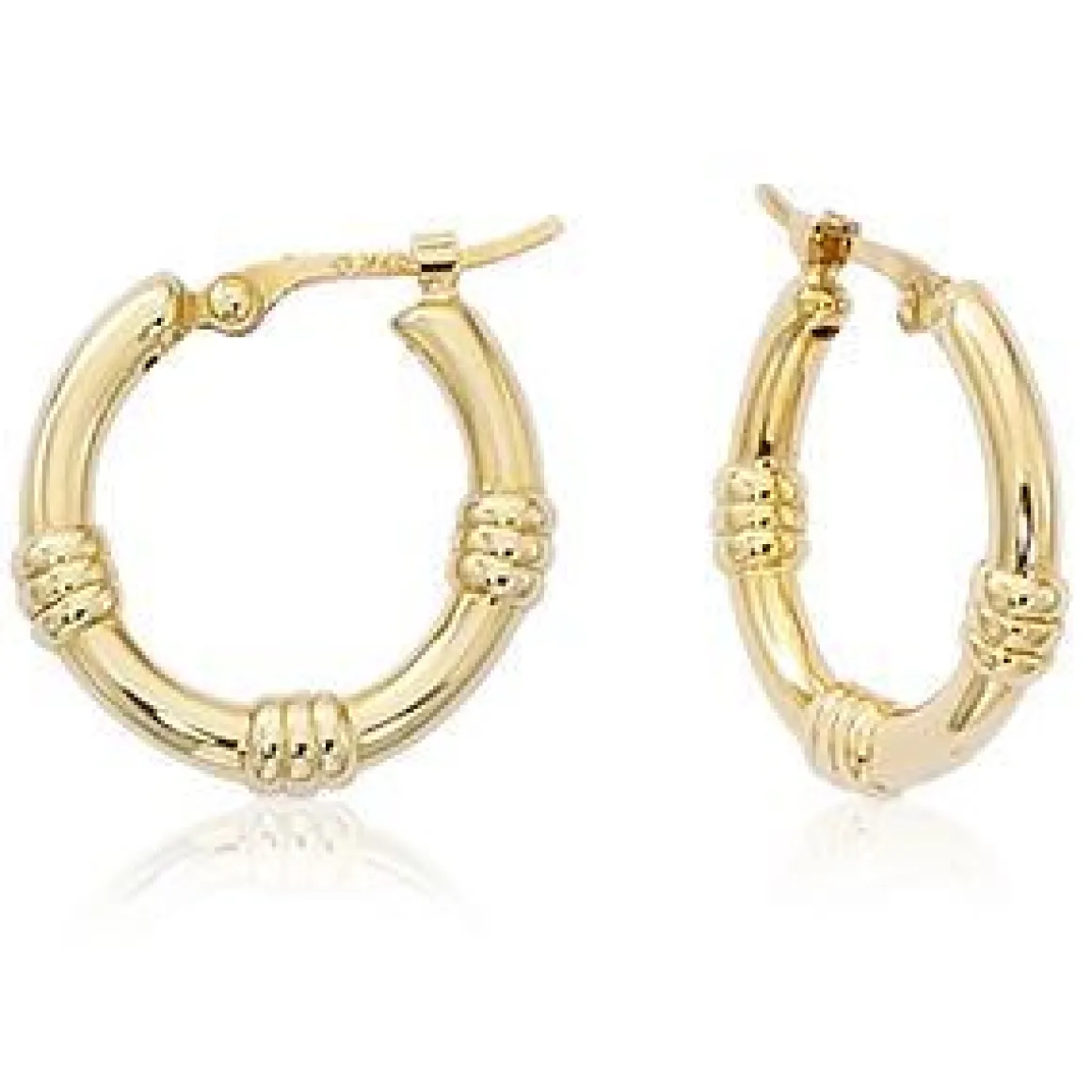 14KG Sm. Round Hoop 3 Sections W/Sd Earrings