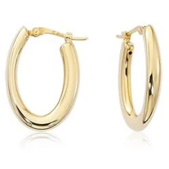 14KG Sm. Sm.ooth Round Oval Hoop W/Sd Earrings