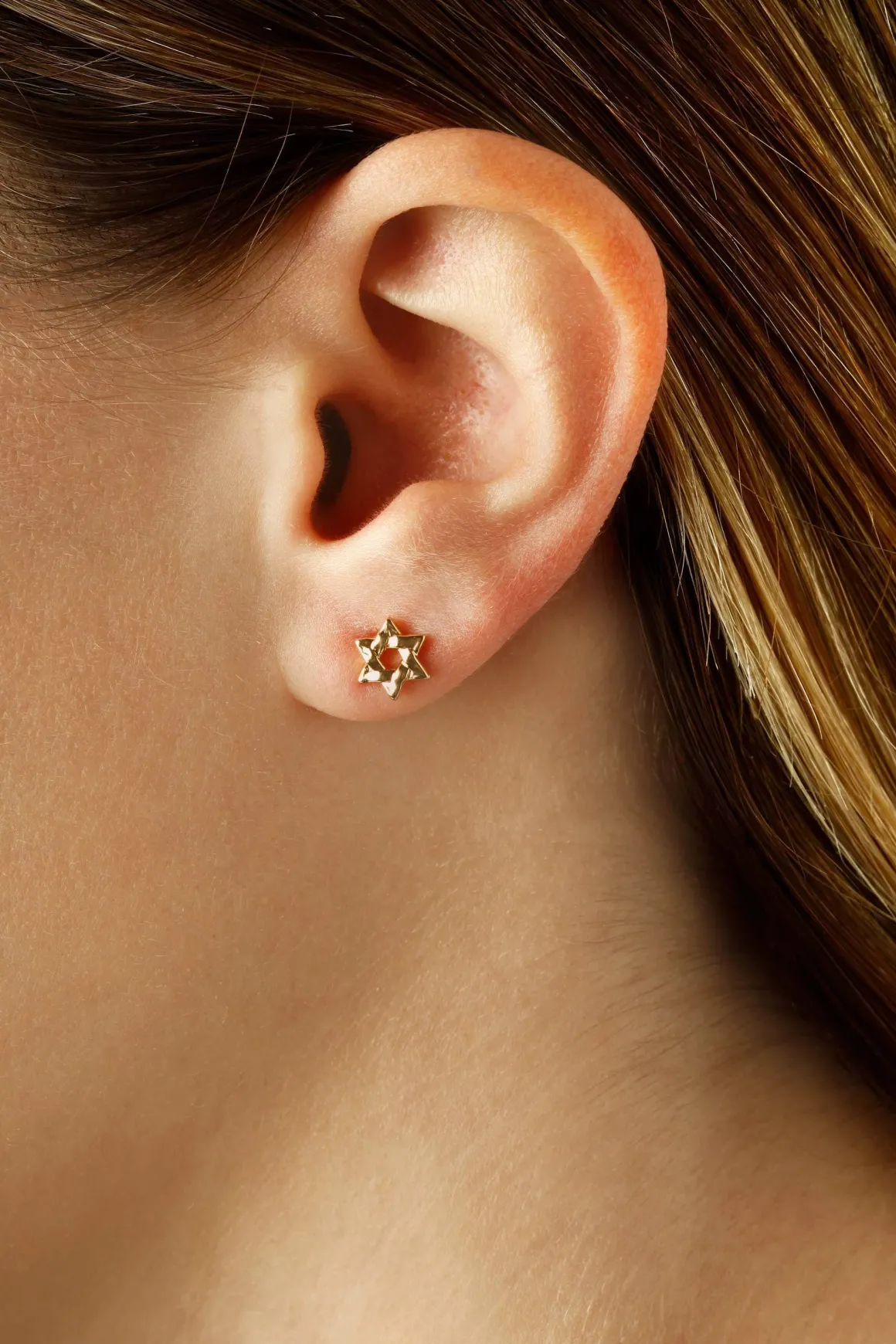 14KG Sm.all Star Of David W/Post Earrings