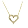14Kt Yellow Gold Diamond Heart Necklace With 18 Round Full Cut Diamonds