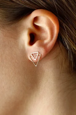 14KY Double Open Triangle Earrings