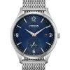Men's Btw- By The Way- Stainless Steel Watch With Cobalt Blue Dial