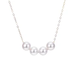 6mm Start-Her Pearl Necklace On 14K Yellow Gold Chain