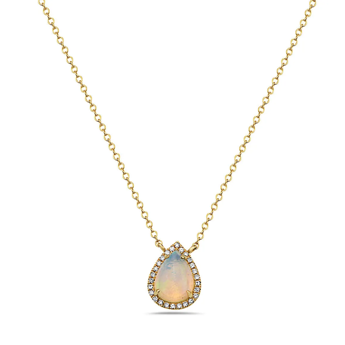 Opal And Diamond Halo Necklace