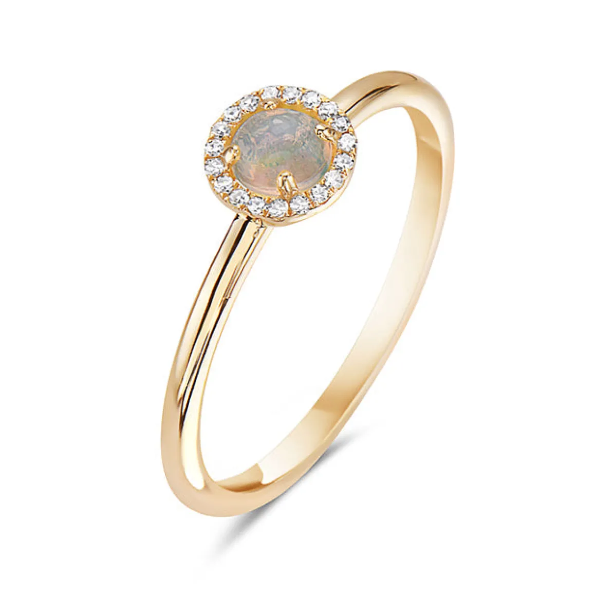 Opal And Diamond Halo Ring