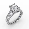 Oval Diamond Solitaire Engagement Ring With Baguettes and Pavé
