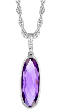 Purple Amethyst And Diamond Pendant