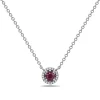 Ruby And Diamond Halo Necklace