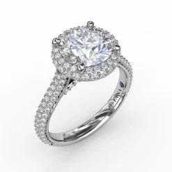 Seamless Pavé Diamond Double Halo Engagement Ring