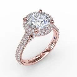 Seamless Pavé Diamond Double Halo Engagement Ring