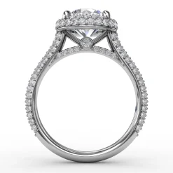 Seamless Pavé Diamond Double Halo Engagement Ring