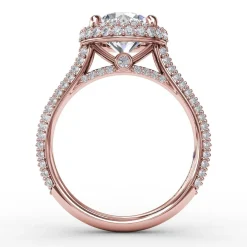 Seamless Pavé Diamond Double Halo Engagement Ring