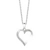 Silver 18 inches Rhodium Finish Shiny 1.1mm Cable Chain with Lobster Clasp+0.05Ct Diamond Fancy Open Heart Pendant