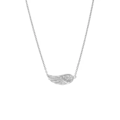 Silver CZ Sideways Angel Wing Necklace