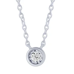 Sterling Silver 0.05Ct Miracle Solitaire Bezel Set Necklace