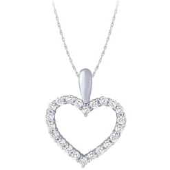 Sterling Silver 1/4Ctw Dia Heart Outline Pendant