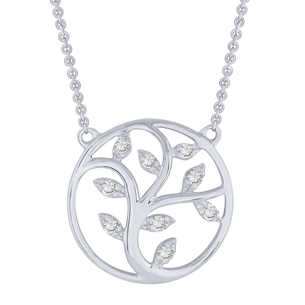 Sterling Silver 0.10Ctw Diamond Tree Of Life Pendant
