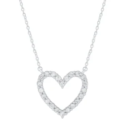 Sterling Silver 0.16Ctw Diamond Heart Necklace