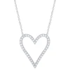 Sterling Silver 1/3Ctw Diamond Heart Outline Necklace