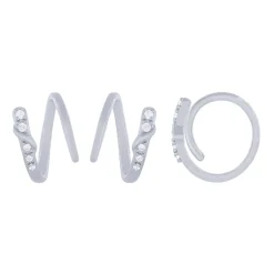 Sterling Silver 0.06Ctw Diamond Ear Climber Earrings