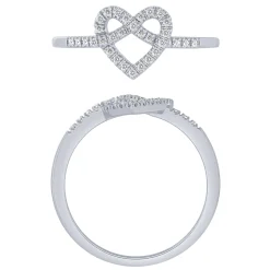 Sterling Silver 0.13Ctw Heart Knot Ring