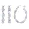 Sterling Silver 1/3Ctw Twisted Hoop Earrings
