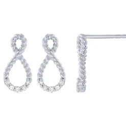 Sterling Silver 0.16Ctw Twisted Post Earrings