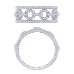 Sterling Silver 0.16Ctw Wide Fashion Ring