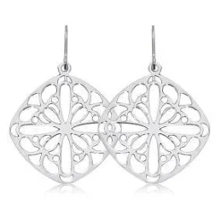 Sterling Silver Cushion Lace Earrings