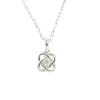 Sterling Silver Diamond Knot Pendant With Single Center Round Diamond Approx. 0.09Ct Hi/I1 On 16" Chain