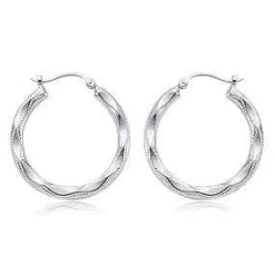 Sterling Silver Lg Embossed Shell Earrings