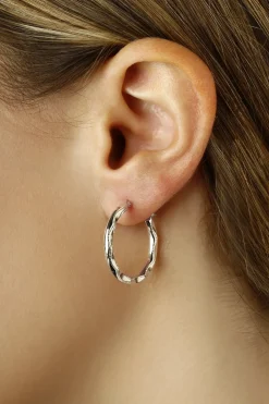 Sterling Silver Lg Embossed Shell Earrings
