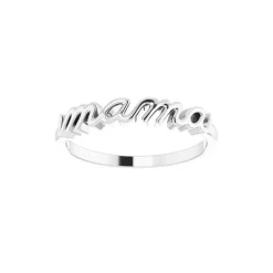 Sterling Silver Mama Script Ring Size 7