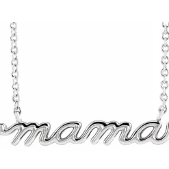 Sterling Silver Mama Script Necklace 18"