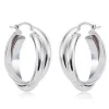 Sterling Silver Md Hf/Rd Crossed S/D Earrings